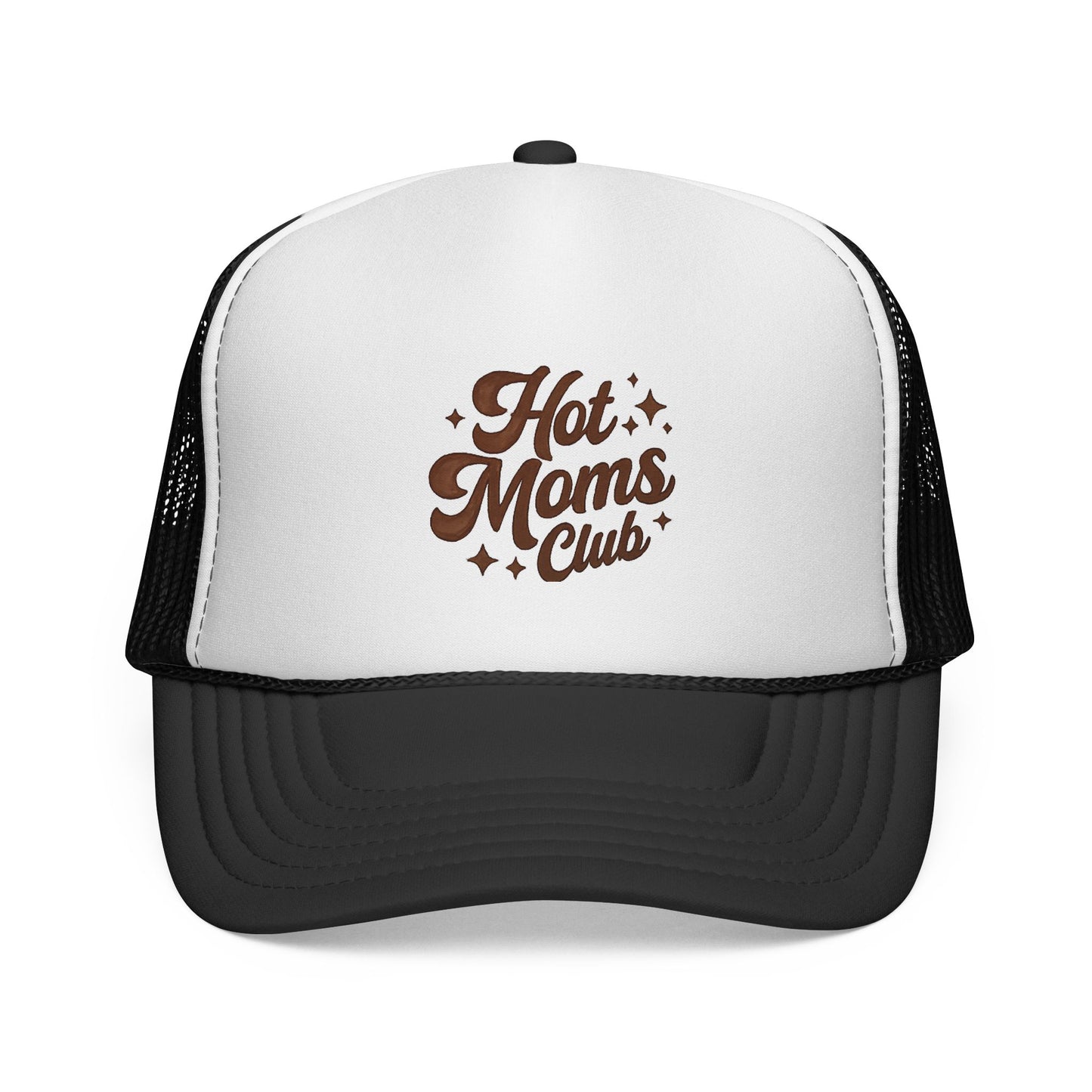 Trucker Cap — "Hot Moms Club" Retro Script Mesh Hat