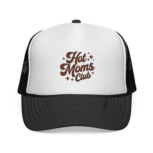 Trucker Cap — "Hot Moms Club" Retro Script Mesh Hat